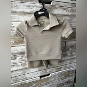 🆕 Layer 8 Boys Khaki 2 Pc Polo & Shorts Set Size 4 Quick Dry NWT